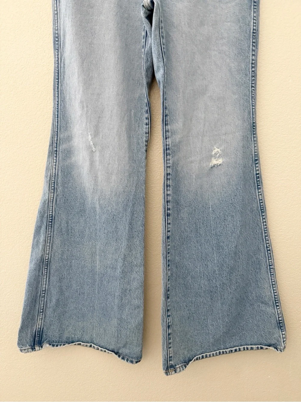 Wrangler Wanderer 622 Flare Bell Bottom Jeans 28 Denim Blue Western Boho 70s - Picture 9 of 13